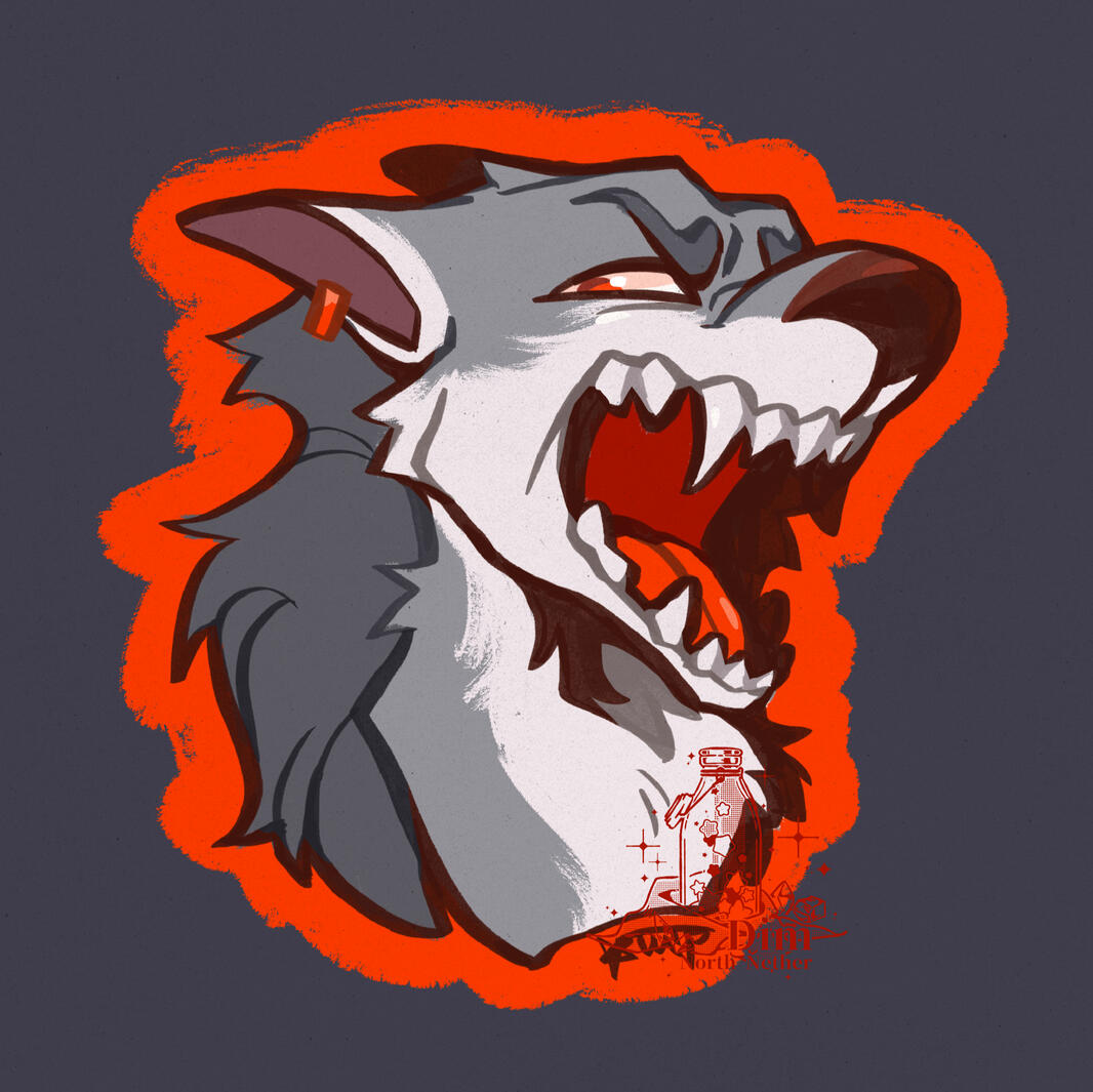 Doodle Headshot - Monster Wolf