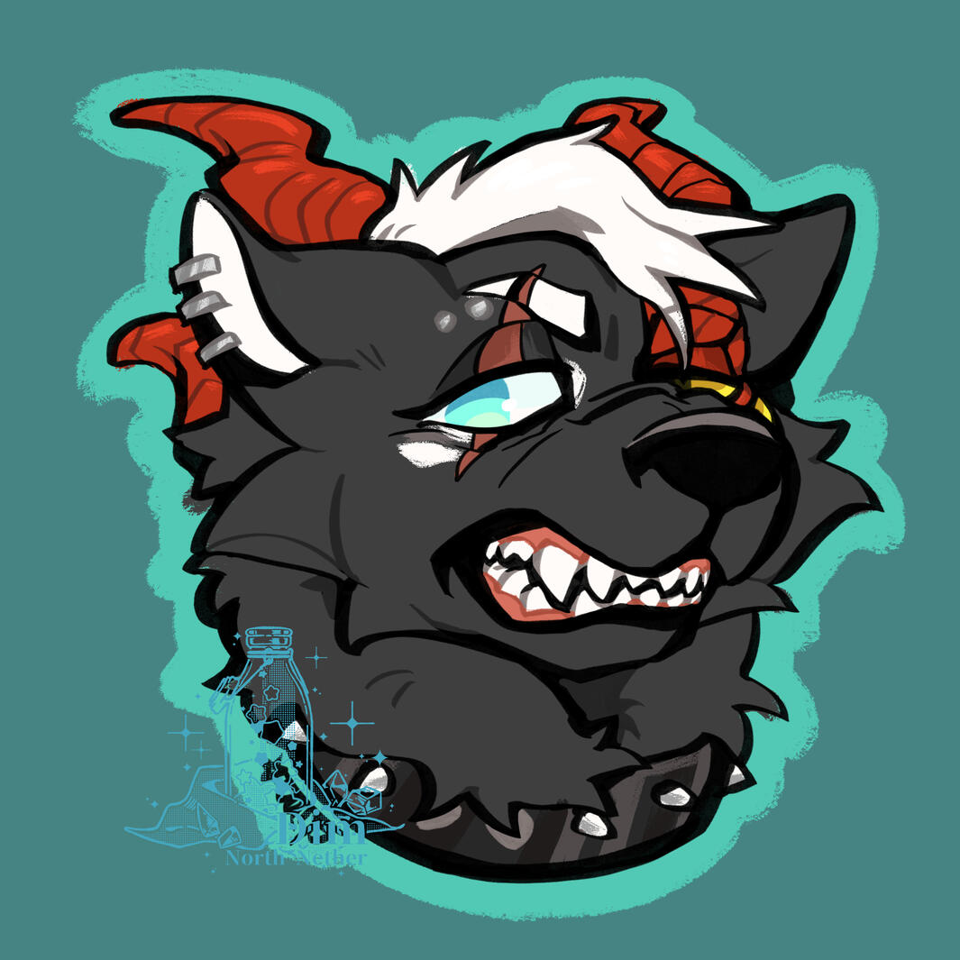 Doodle Headshot - Dragon Wolf