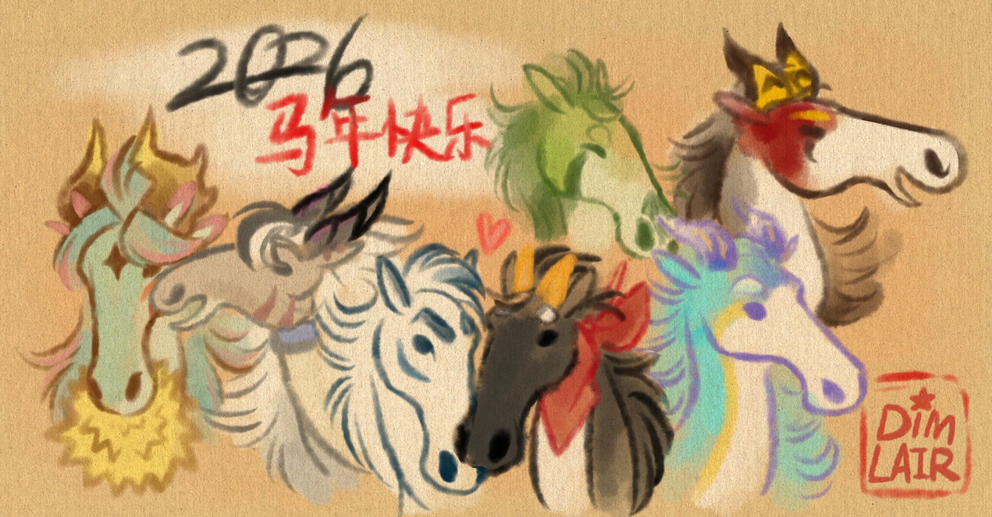 Ink style horses