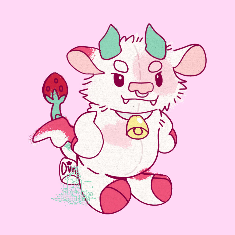 Fluffy Plush - Strawberry Cow